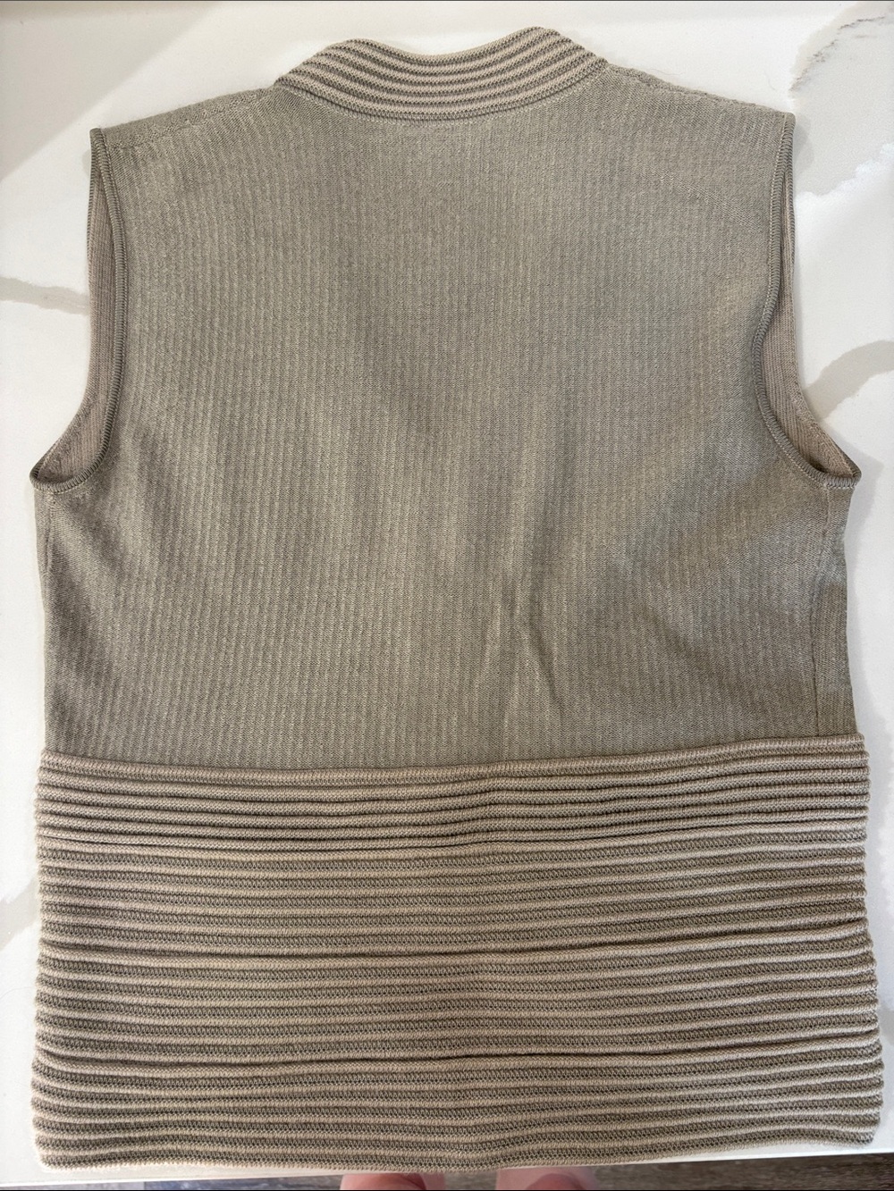 Giorgio Armani Beige Ribbed Sleeveless Knit Top - Picture 3 of 4